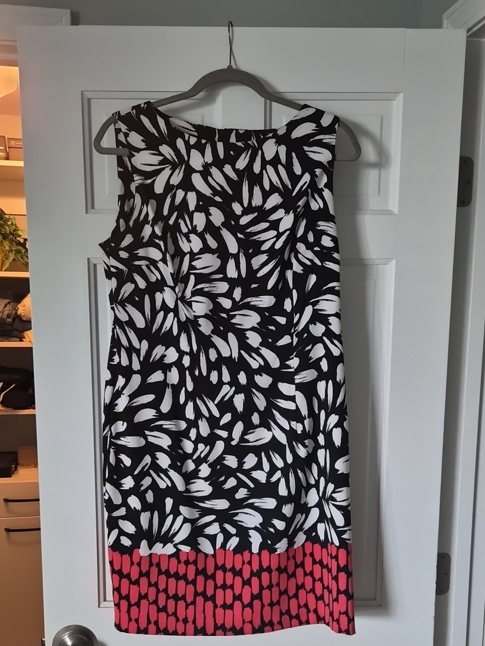 Alyx Black & White Floral Midi Dress with Coral Hem